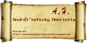 Andrásofszky Henrietta névjegykártya